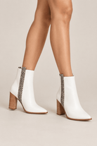 Wild Side: Zebra-Accent White Pointed-Toe Booties - Bella Blossom Boutique