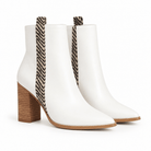 Wild Side: Zebra-Accent White Pointed-Toe Booties - Bella Blossom Boutique