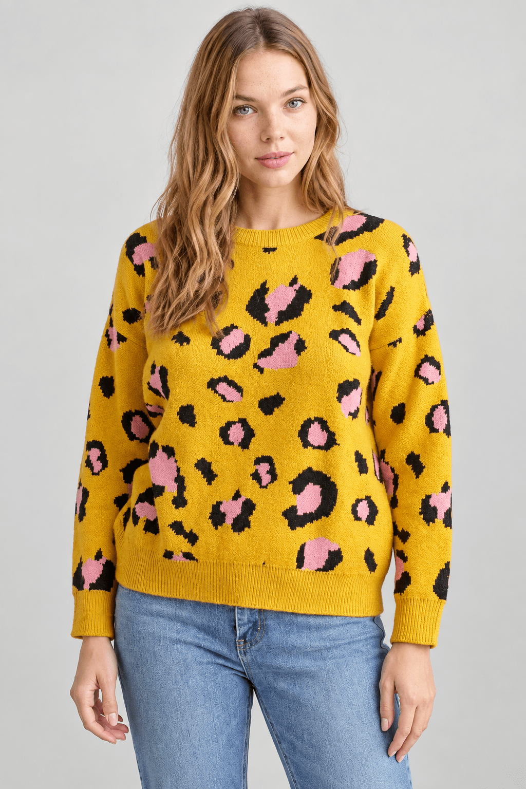 Wild Sophistication: Bold Leopard Print Soft Knit Sweater - Bella Blossom Boutique