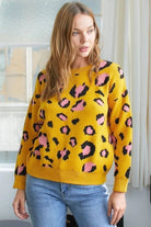 Wild Sophistication: Bold Leopard Print Soft Knit Sweater - Bella Blossom Boutique
