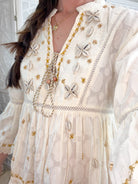 Wildflower Boho Embroidered V - Neck Tassel Mini Dress - Bella Blossom Boutique