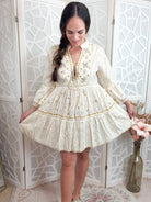 Wildflower Boho Embroidered V - Neck Tassel Mini Dress - Bella Blossom Boutique