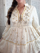 Wildflower Boho Embroidered V - Neck Tassel Mini Dress - Bella Blossom Boutique